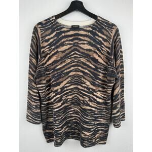 Talbots Top Womens Size XL Brown 3/4 Sleeve Cashmere Cozy Quiet Luxury